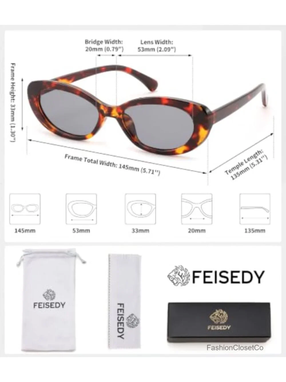 Retro Oval Cat Eye Sunglasses UV400 Protection Lightweight Plastic Frame